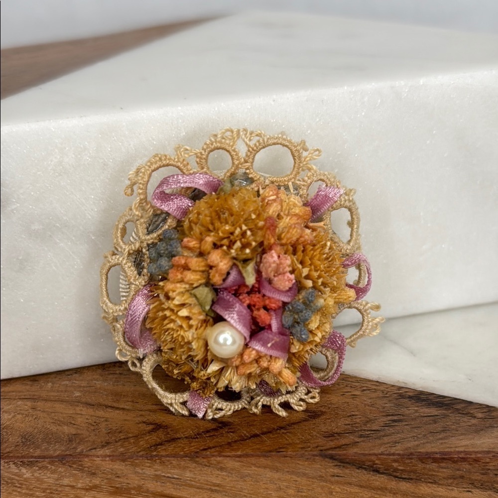 Vintage Estate Floral and Pearl Brooch lot B47